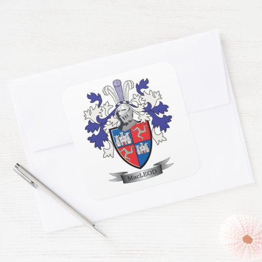 MacLeod Familienwappen-Wappen Quadratischer Aufkleber (Umschlag)