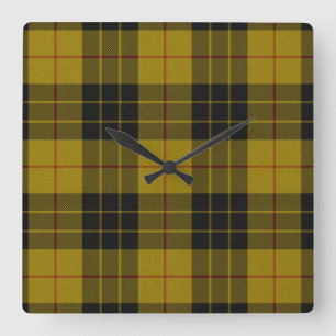 MacLeod tartan yellow black plaid Quadratische Wanduhr