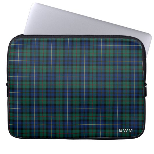 MacLeod von Skye Tartan Scottish Kariert Monogram Laptopschutzhülle (Vorderseite)