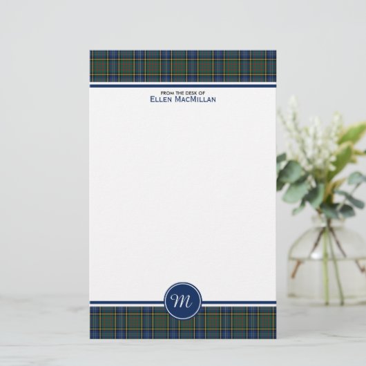 MacMillan Clan Hunting Tartan Monogram Briefpapier (Stehend Vorderseite)