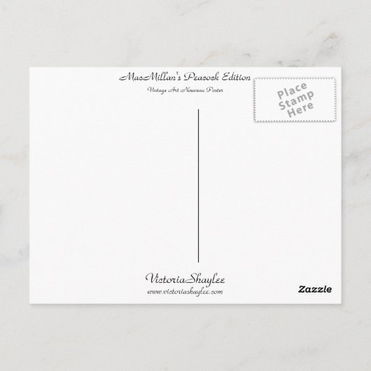 MacMillans Peacock Edition Postkarte (Rückseite)