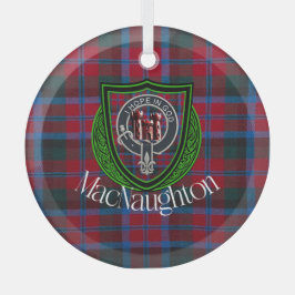 MacNaughton Scottish Clan Tartan & Crest Ornament Aus Glas
