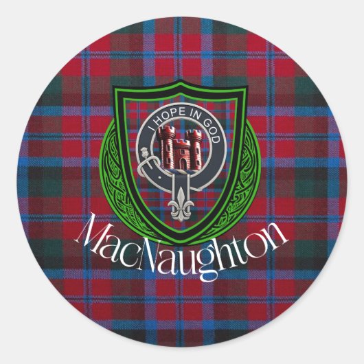 MacNaughton Scottish Clan Tartan & Crest Runder Aufkleber (Vorderseite)