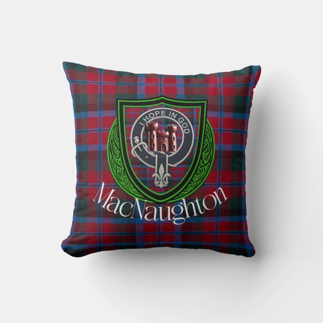 MacNaughton Scottish Clan Tartan & Wappen Kissen (Vorderseite)