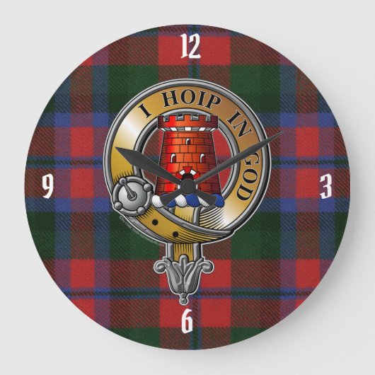 MacNaughton Tartan & Abzeichen Große Wanduhr (Vorderseite)
