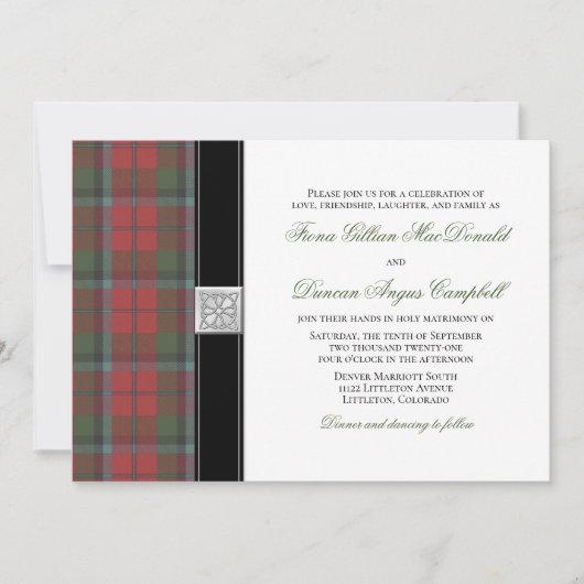 MacNaughton Weathered Tartan Wedding Einladung (Vorderseite)