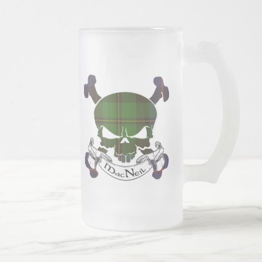 MacNeil Tartan-Schädel Mattglas Bierglas (Rechts)