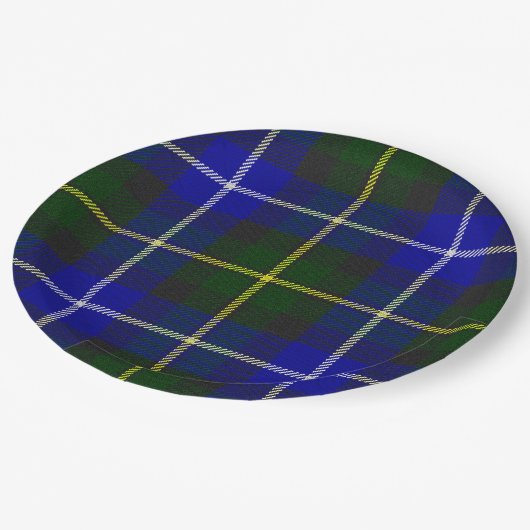 Macneil von Barra tartan blau kariert Pappteller (Schrägansicht)