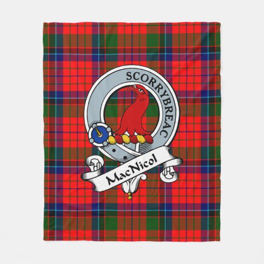 MacNicol Clan Abzeichen Tartan Kariert Fleecedecke (Vorderseite)