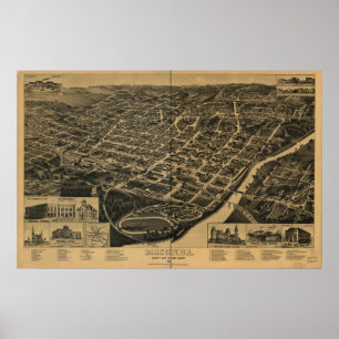 Macon Georgia 1887 Antike Panoramakarte Poster