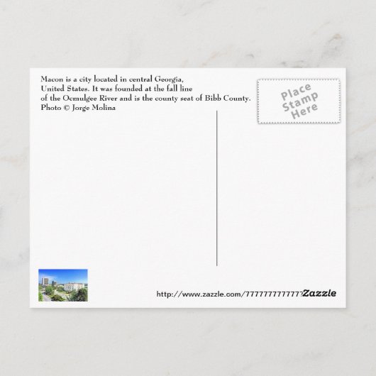 Macon, Georgien, USA Postkarte (Rückseite)
