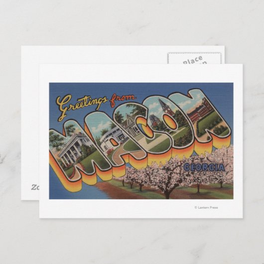 Macon, GeorgienGroße BuchstabenszenenMacon, GA Postkarte (Vorne/Hinten)