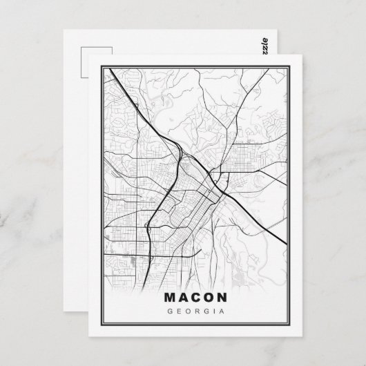 Macon Map Postkarte (Vorne/Hinten)