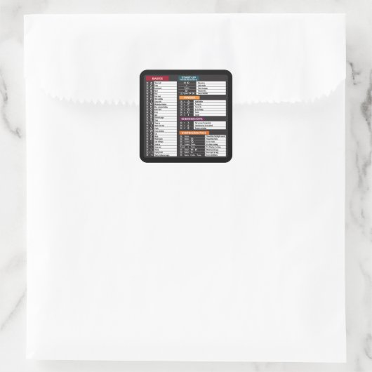 MacOs-Befehle Quadratischer Aufkleber (Tasche)