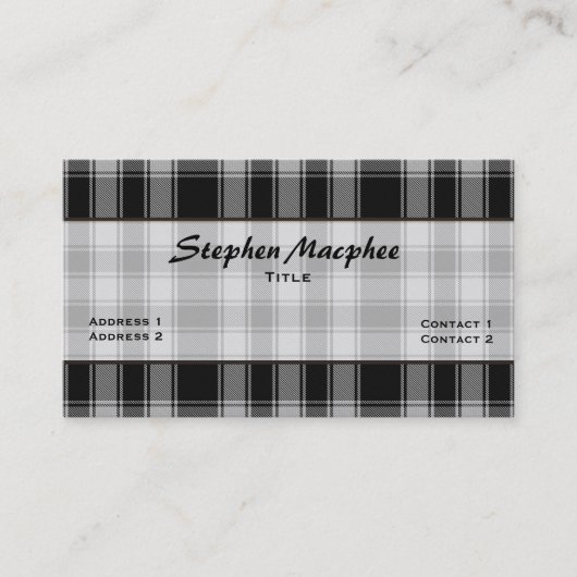 Macphee Clan Traditionelles Tartan Kariert Custom Visitenkarte (Vorderseite)