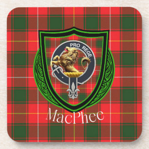 MacPhee schottischer Clan Tartan & Wappen Getränkeuntersetzer