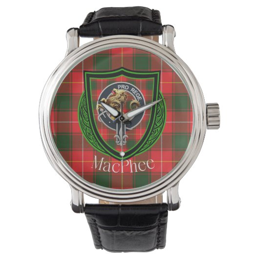 MacPhee Scottish Clan Tartan & Crest Armbanduhr (Vorderseite)