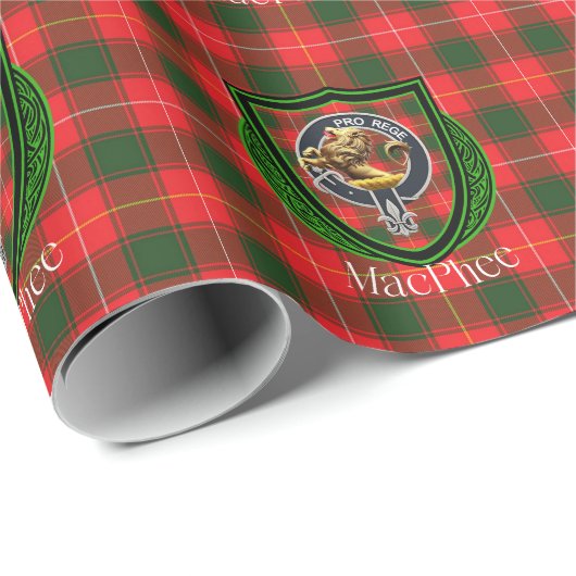 MacPhee Scottish Clan Tartan & Crest Geschenkpapier (Rolleneckpunkt)