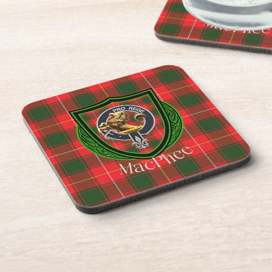 MacPhee Scottish Clan Tartan & Crest Getränkeuntersetzer (Linke Seite)