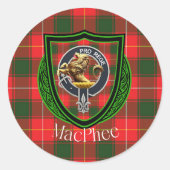 MacPhee Scottish Clan Tartan & Crest Runder Aufkleber (Vorderseite)