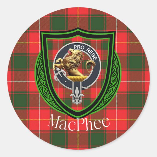 MacPhee Scottish Clan Tartan & Crest Runder Aufkleber (Vorderseite)