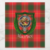 MacPhee Scottish Clan Tartan & Crest Weinetikett (Einzelnes Label)