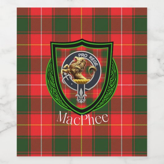 MacPhee Scottish Clan Tartan & Crest Weinetikett (Einzelnes Label)