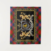 MacPherson Clan Abzeichen & Motto w/Lions Tapestry Wandteppich (Vorderseite)