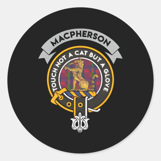 Macpherson Clan Abzeichen Scottish Tan Runder Aufkleber (Vorderseite)