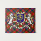 MacPherson Clan Abzeichen & Unicorns mit Tartan Wandteppich (Vorderseite (Horizontal))