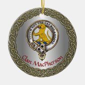 MacPherson Clan Badge/Tartan Thistle Personalized Keramik Ornament (Vorne)