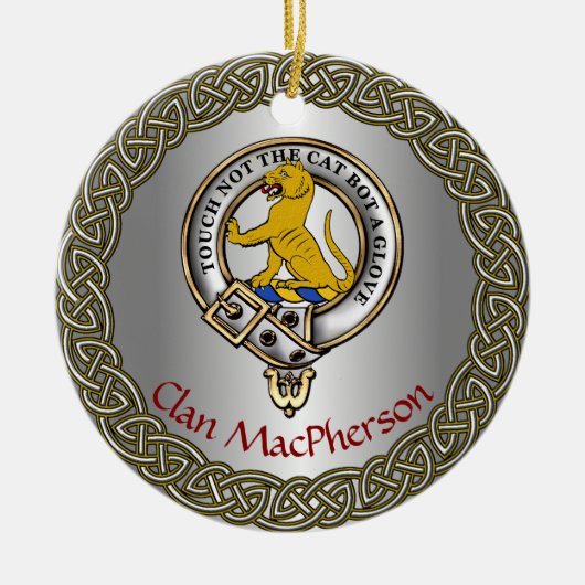 MacPherson Clan Badge/Tartan Thistle Personalized Keramik Ornament (Vorne)