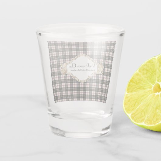 MacPherson Dress Modern Original Scottish Tartan Schnapsglas (Rückseite)