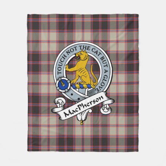 MacPherson Jagd Ancient Clan Abzeichen Tartan Kari Fleecedecke (Vorderseite)