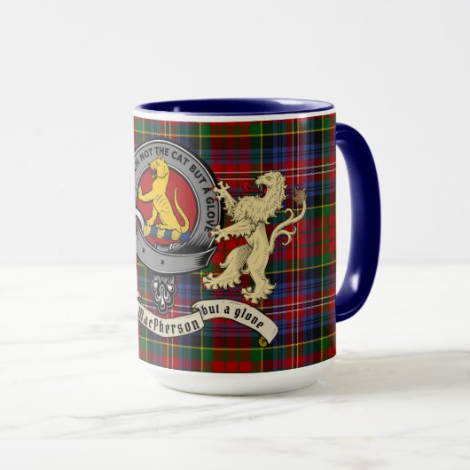 MacPherson/McPherson Abzeichen & Tartan Personalis Tasse (VorderseiteRechts)