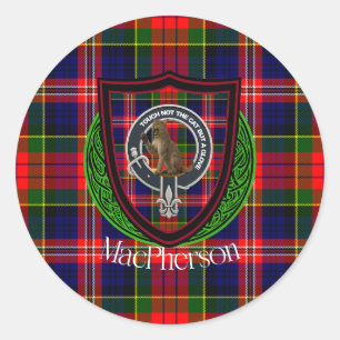 MacPherson-Schottischer-Clan-Tartan & Wappen Runder Aufkleber