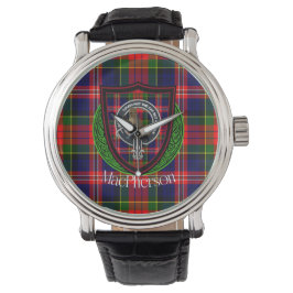 MacPherson Scottish Clan Tartan & Crest Armbanduhr
