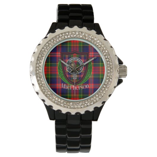 MacPherson Scottish Clan Tartan & Crest Armbanduhr (Vorderseite)