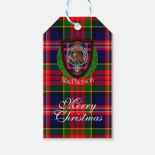 MacPherson Scottish Clan Tartan & Crest Geschenkanhänger (Vorderseite)
