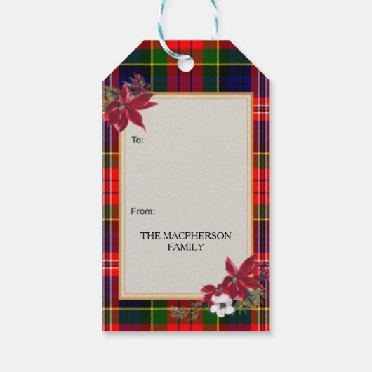 MacPherson Scottish Clan Tartan & Crest Geschenkanhänger (Rückseite)