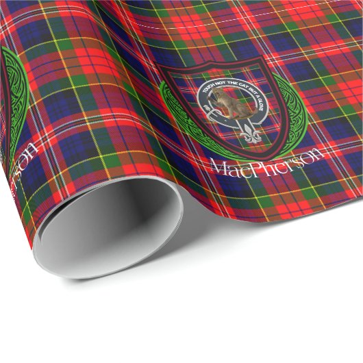 MacPherson Scottish Clan Tartan & Crest Geschenkpapier (Rolleneckpunkt)