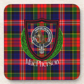 MacPherson Scottish Clan Tartan & Crest Getränkeuntersetzer (Vorderseite)