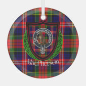 MacPherson Scottish Clan Tartan & Crest Ornament Aus Glas (Vorderseite)