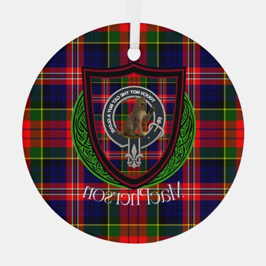 MacPherson Scottish Clan Tartan & Crest Ornament Aus Glas (Rückseite)
