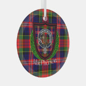 MacPherson Scottish Clan Tartan & Crest Ornament Aus Glas (Vorderseite Rechts)