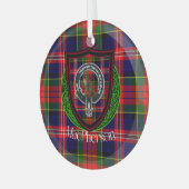 MacPherson Scottish Clan Tartan & Crest Ornament Aus Glas (Vorderseite links)
