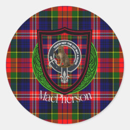 MacPherson Scottish Clan Tartan & Crest Runder Aufkleber