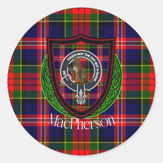 MacPherson Scottish Clan Tartan & Crest Runder Aufkleber (Vorderseite)