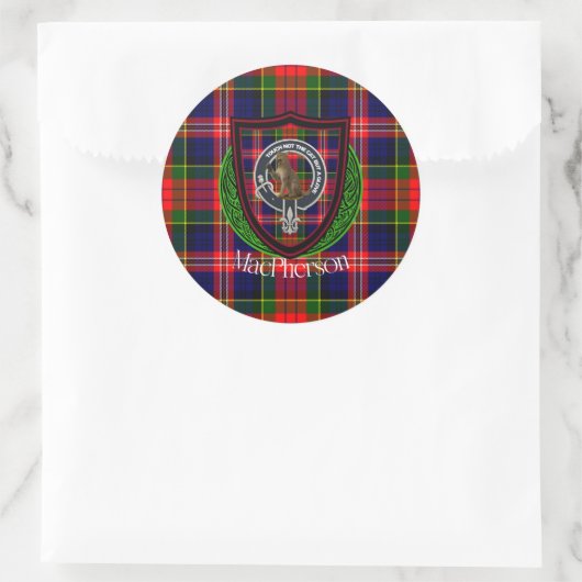 MacPherson Scottish Clan Tartan & Crest Runder Aufkleber (Tasche)