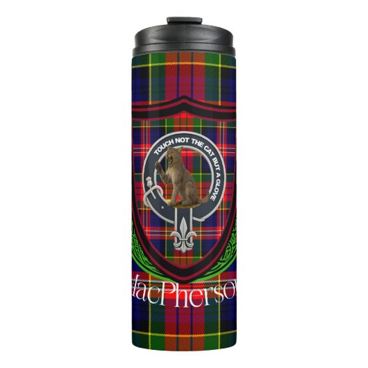 MacPherson Scottish Clan Tartan & Crest Thermosbecher (Vorderseite)